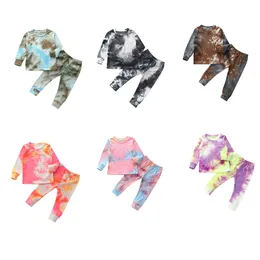 2020 Autumn New Baby Tie-dyed Clothing Sets Long Sleeve top + Trouser 2pcs/sets Kids Boy Article Pit Clothes Girls Gradient Outfits M2320