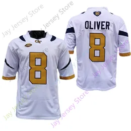 2020 New NCAA Georgia Tech Yellow Jackets Jerseys 8 Tobias Oliver College Football Jersey White Size Youth Adult