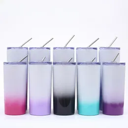 15styleS Skinny Tumbler 20oz 16oz Straight Cup Stainless Steel Tumblers Rainbow Starry Car Cups Insulated Tumblers Coffee Mugs