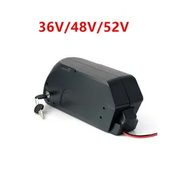 36V 48V 52V 13Ah 17Ah 20Ah tubarão 500W 750W 1000W tubo inferior e bateria de lítio bicicleta com porta USB + carregador