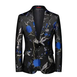 The Latest Style Men's Fashion Suit Suit Personality Stage Performance Banquet Business Casual Small Blue Humor