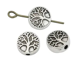 200PCS/lot alloy Tibetan Silver Tree of Life charms Spacer Beads for Jewelry Making Bracelet DIY Accessories Craft