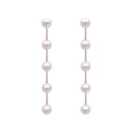 925 Sterling Silver Pin Örhängen För Kvinnor Bröllop Smycken Gåvor Mode Bohemian Tassel Long Chain Pearl Earring