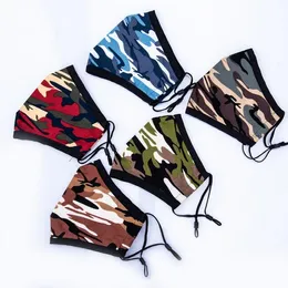 US Stock Fashion Camo Vuxen Ansiktsmasker Män Kvinnor Designer Mask Andningsbar Earloop Reusable Tvättbara Skyddande Stoftäta Bomull Masker FY0047