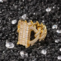 18k Pozłacane pierścienie z CZ Kamień Iced Out Cool Hiphop Ring Brand Design Luksusowe biżuteria Hip Hop Biżuteria Pełne Dimaond Klaster Pierścienie