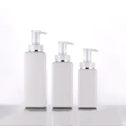 White PET Square Lotion Pump Bottles Alcohol Gel Disinfectant Shampoo Hand Sanitizer Bottle 100ml 200ml 300ml 500ml Cosmetic Sub-Packing Plastic Bottle