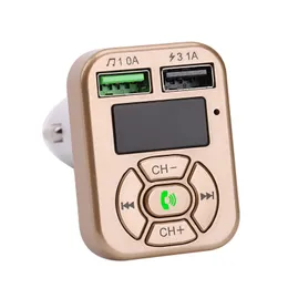 Bil Bluetooth 5 0 FM sändare Dual USB Fast Charger 3 1A Aux Car Kit Hands Audio Receiver Auto Mp3 Player FM Modulator1253h