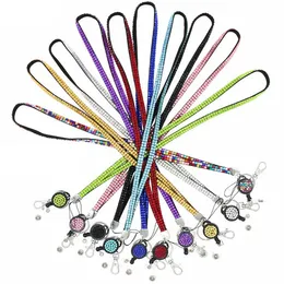 Candy Colors Rhinestone Neck Strap Crystal Lanyard med metallklämma Multi Color Diamond Lanyard för iPhone X 8 7 6 Samsung Cell Phone Card