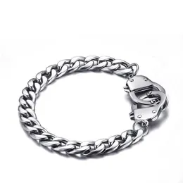 New stainless steel silver couple lovers handcuffs link chain Bracelet hip hop bracelets handcuffed for men lady sweethearts wholesale