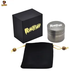 HONEYPUFF Flugzeug-Aluminium-Mühle, 63 mm, 4-teilig, scharfe Diamantzähne, Metall-Miller-Tabak-Kräutermühlen mit Geschenkbox