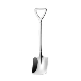 Uppdatera 304 Rostfritt stål Creative Tip Flat Shovel Spade Spoon Coffee Dessert Glass Spoons Watermelon Digging Drop Ship