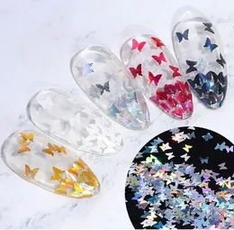 Nail Art Sparkly 3D Ultra-sottile Farfalla Fiocchi Specchio per unghie Paillettes Paillette Olografica Fetta Iridescente Olografica Decorazione manicure fai da te