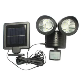 LED SOLAR LIGHT 22 LED Dual Head Solar Power Lamp Motion Sensor Säkerhet Ljus Vattentät Utomhus Vägglampa För Hem Garden Yard