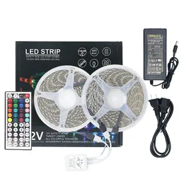 Umlight1688 10m 5m kit 5050 RGB LED Strip Light Waterproof 60LED/M DC 12V Flexible kit with remote and power