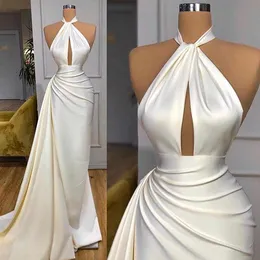 Wunderschöne billige neue einfache sexy Meerjungfraukleider hoher Nacken Schlüsselloch Draped Prom Kleider Abend OStuff Vestidos Fiesta Roben de Bal 0417