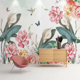 Benutzerdefinierte Tapete 3D Blumen Blumen Wandmalerei Pastoralen Wohnzimmer Schlafzimmer Dekor Papel De Parede Foto Papier Peint Wandbild 3D