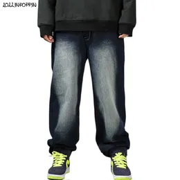 Mężczyźni Hip Hop Skateboarder Jeans Plus Size Męskie Luźne Baggy Dżinsowe Spodnie Szerokie Noga Streetwear Garmy Umyte Dżinsy Hip Hop
