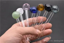 cheap mix colorful Pyrex Glass Oil Burner Pipe smoking Oil Burning Tube Pipe Glass Nail Pipe