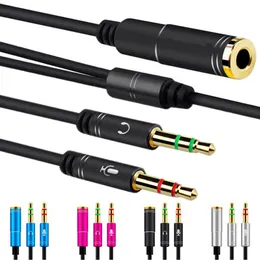 Audio Splitter Cable 3.5mm Kvinna till 2 Male Aux Cables Headset PC Adapter