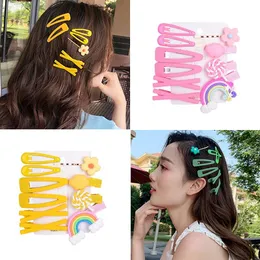 1Set 10Pcs Rainbow Flower Sweet Kid Girls Barrettes Hairpins Hair Clip Kdis Hair Accessories Beautiful HuiLin