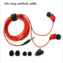 Wired In-Ear hörlurar hörlurar super bas stereo hifi headset öronproppar 3,5 mm 3m extra lång kabel earbud utan mikrofon