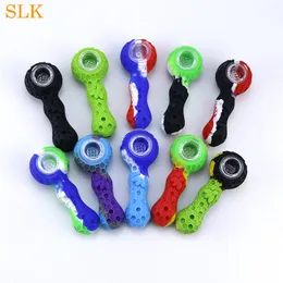 Silicone Smoking Pipes Honeycomb Styles Burner de óleo de vidro Dab palha de fumar tabaco com acessórios de tigela de vidro 420