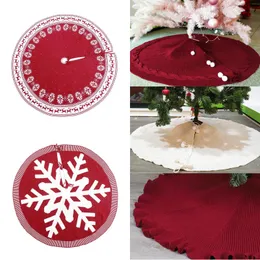 Рождественская елка Трикотажная юбка 48 дюймов Вязаная Толстые Xmas Tree Skirt Акриловые елки украшения партии