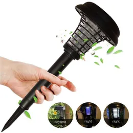 DHL New Solar Powered LED Lampor Myggmördare Insect Bug Zapper Pest Control Outdoor Garden Lawn LED UV Light Lamp