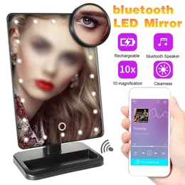 20 Light LED Touch Screen Makeup Mirror 10X Magnifying Mirrors Table Desktop bluetooth 180°Rotation Mirror J2212