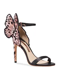 Доставка дамы бесплатно настоящая кожаная CM High Heel Solid Butterfly Вышит Sophia Webster Open Sandals
