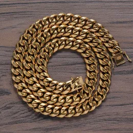 Herren Edelstahl Chians Halskette 14mm 18/20/24/30 Zoll vergoldet kubanische Kette Halskette für Männer Punk Schmuck Großhandel