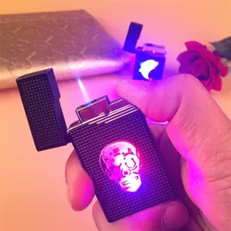 Colorful LED Compact Butane Jet Lighter Torch Turbo Lighter Cigarette Smoking Accessories Gas 1300 C Windproof Cigar Lighters No Gas