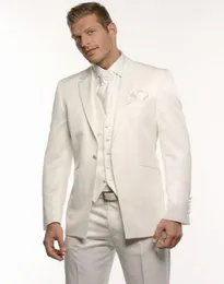 Custom Made 2021 New Ivory Groom Tuxedos Wedding Groomsman Garnitur Groomsman Oblubieniowe Garnitury (Kurtka + Spodnie + Kamizelka)