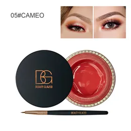 Skönhet Glaserad 2 I 1 Eyeliner Makeup Vattenbeständig Smudge-proof Cosmetics Eye Liner Kit i ögonfodralkräm med borste 72 st / parti DHL