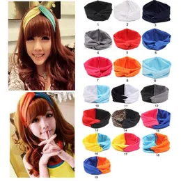 Yoga Headbands Nó da torção de cabeça envoltório transversal das meninas Headband torcida Sports estiramento Hairband Mulheres Bandana Cabelo Acessórios 19 estilos DW4978