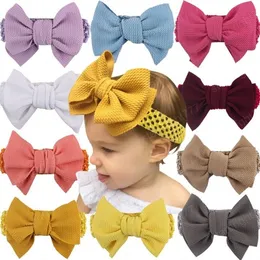 Barns Ins Pretty Ruteried Crochet Headband 11 Färger Amerikansk stil Infant Baby Big Storlek Bow Princess Headband för fest