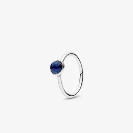 Nowa marka 925 Sterling Silver Blue Wrzesień Kropel Pierścień Dla Kobiet Obrączki Ślubne Biżuteria
