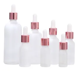 100 Stück, 5 ml, 10 ml, 20 ml, 30 ml, 15 ml, Glas-Tropfflasche, ätherisches Öl, 50 ml, frostweiße Tropfflaschen aus Glas mit rosa Tropfverschluss