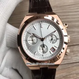 5 Styl Najlepsze 8F V2 Overseas Chronograph ETA7750 5200 Automatyczny Zegarek Mens Rose Gold Silive Dial Skórzany Pasek Gents Zegarki 8FVC2B