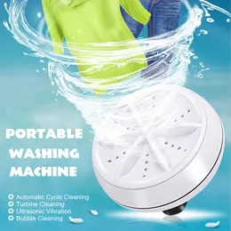 Mini Ultrasonic Washing Machines Portable Turbo Personal Rotating Clothes Washer Convenient Travel Home Business Trip USB 6W 10V