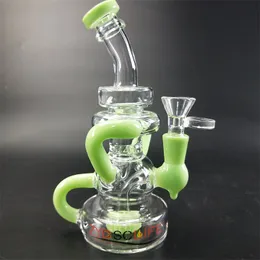 Bong in vetro dal design unico, narghilè, tubo verde chiaro, giunto da 7,4 pollici, 14 mm per accessori per fumatori
