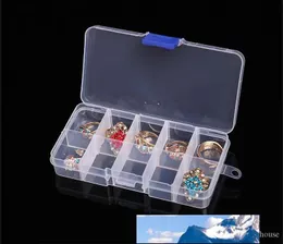 10 Grid Slots Clear Plastic Storage Box Adjustable Jewelry Storage Boxes Organizer New fashion Free shipping