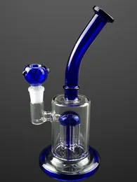 Niebieskie szklane wodę Bongs Hookahs 6 ramion Perc Percolator 10,2 cala 14 mm złącza do palenia akcesoriów