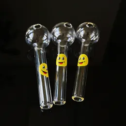4 pulgadas Mini sonrisa amarilla Grueso Pyrex Vidrio Quemador de aceite Pipa para fumar Pipa Accesorios para tabaco DHL gratis