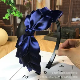 Korean Sweet Lovely Hair Accessories Wholesale Women's Solid Bow Hair Band Handmade Pure Color Headwear Wholesale