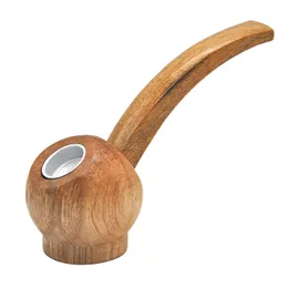 HORNET Pipa da fumo creativa fatta a mano con ciotola in metallo 102MM Tipo piegato Pipa in legno naturale Piccola pipa portatile per tabacco