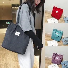 ファッション女性CordurooyピュアカラークチELトートハンドバッグトラベルバッグショルダーバッグカーテラスMujer de Hombroy Bolsos 20