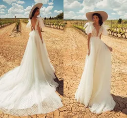 A-line Wedding Dress 2020 Backless Wedding Gowns Elegant Bride Dress Classic White Point Long Dress Abito Da Sposa