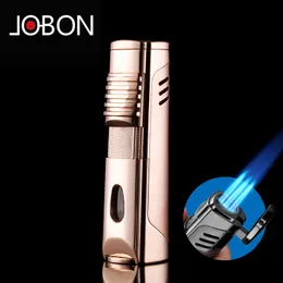 Jobon Metal Gas Flint Lighter Jet Butane Gas Window One&Three Torch Turbo Lighter Cigarettes Cigar Accessories Smoking Lighters NO GAS