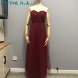 LP DQL Studio New Store Promotion Now !!!! Sexiga Burgundy Bridesmaid Klänningar Långa riktiga bilder Royal Blue / Black / Yellow